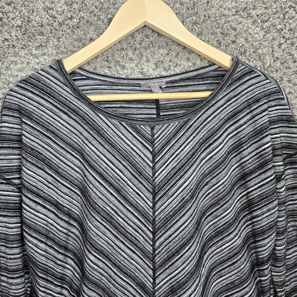 T by Talbots Top Womens Medium Black Striped Scoop Neck‎ Tunic Casual Ladies - Picture 4 of 7